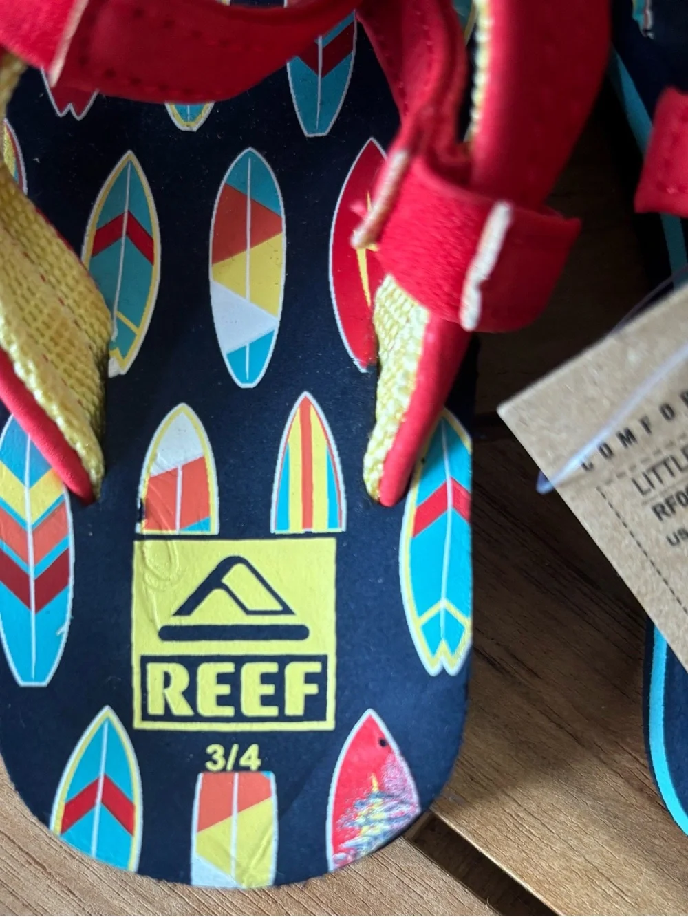 NWT Reef Little Kids Surfboard Sandals Sz 3/4